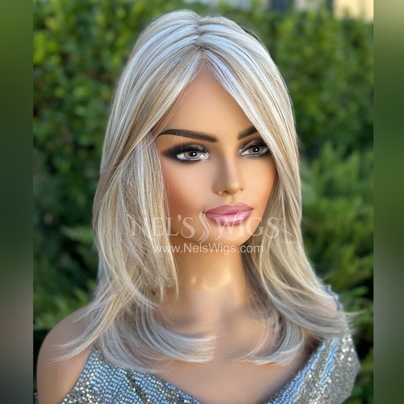 Nels Wigs Cissy Cool Blonde With Lowlights Monofilament Wig - Picture 3 of 16